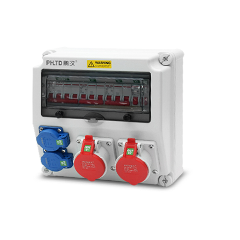 Caja de mantenimiento de energía montada en pared impermeable IP44 con enchufes industriales estándar nacional 5P 16A y 5P 10A y interruptor de aire, tamaño 280x280x155mm