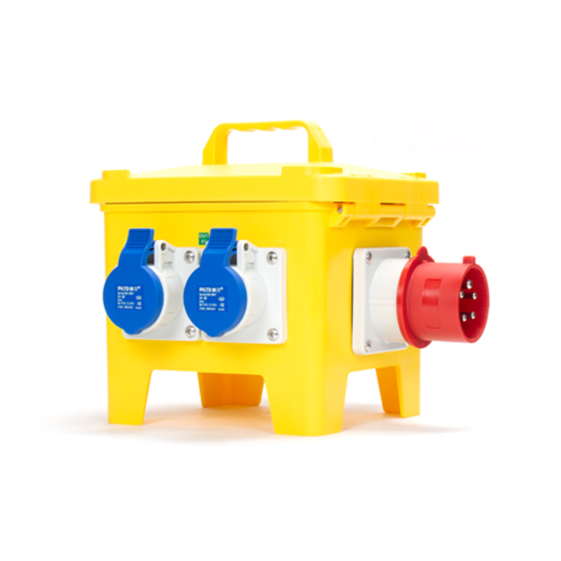 Caja Industrial Portátil PHLTD con enchufe oculto 5P 32A, 4 tomas industriales, interruptor de aire y protección contra fugas