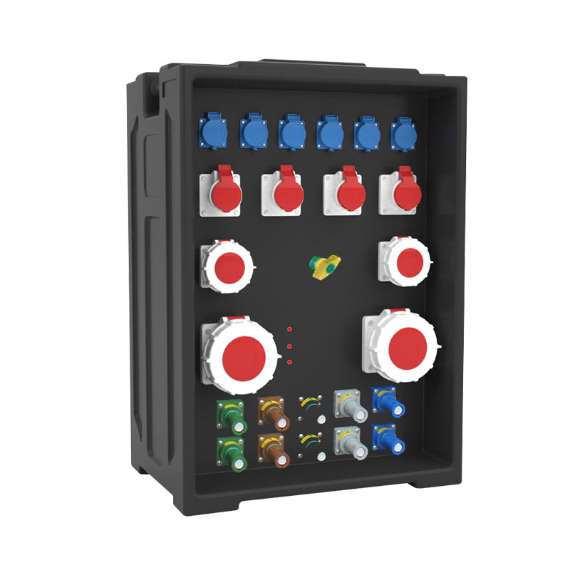 Caja de distribución de iluminación escénica PHLTD equipada con múltiples enchufes industriales y enchufe industrial de cinco pines