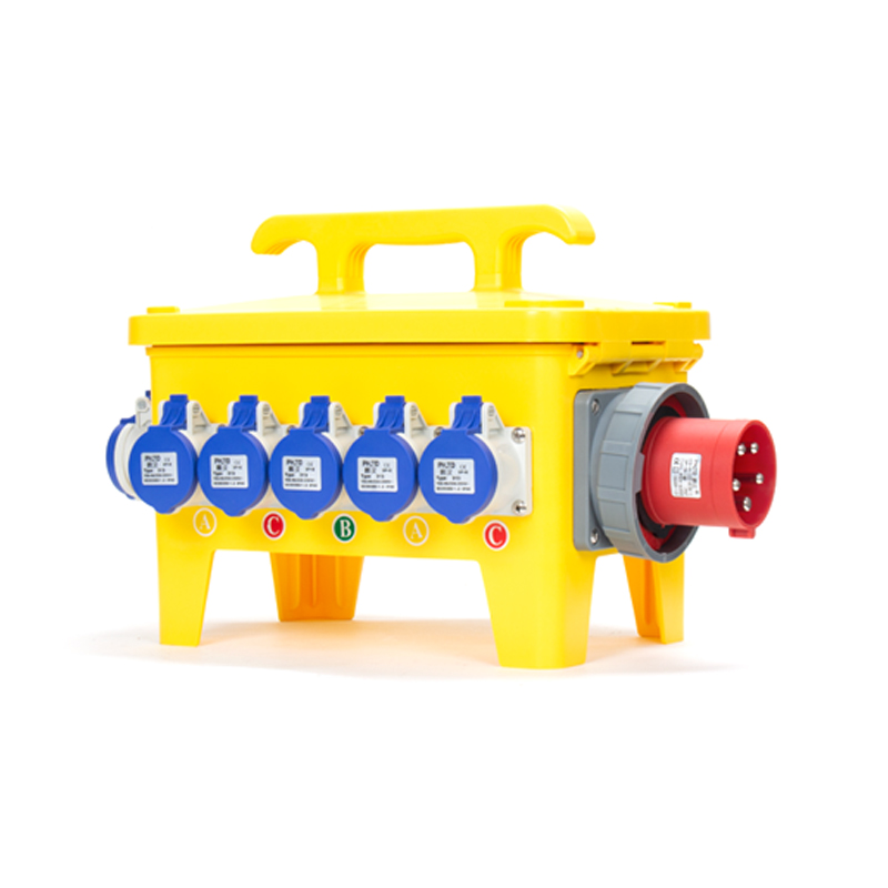 Caja Industrial Portátil PHLTD con enchufe oculto 5P 63A, toma industrial 3P 16A, circuito principal con protección contra fugas y disyuntor
