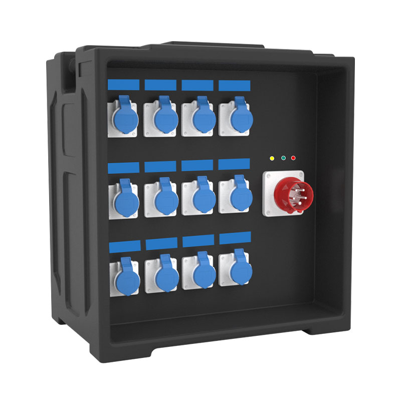 Caja de distribución escénica LED grande PHLTD con 12 tomas industriales y un enchufe industrial de cinco pines