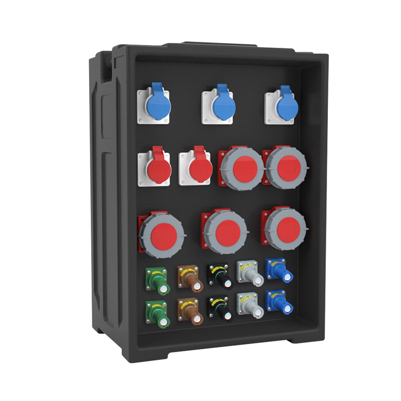 Caja de iluminación escénica portátil PHLTD con 5 enchufes IP44, 5 enchufes IP67 y 10 enchufes Rhino